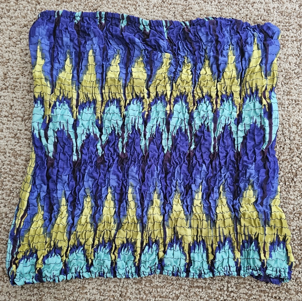 Gently Used Colorful crinkle tube top by Wet Seal
